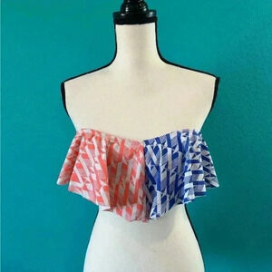 New with tags Nordstrom BP Ruffle Bikini Top Aztec Geo Flounce bikini top